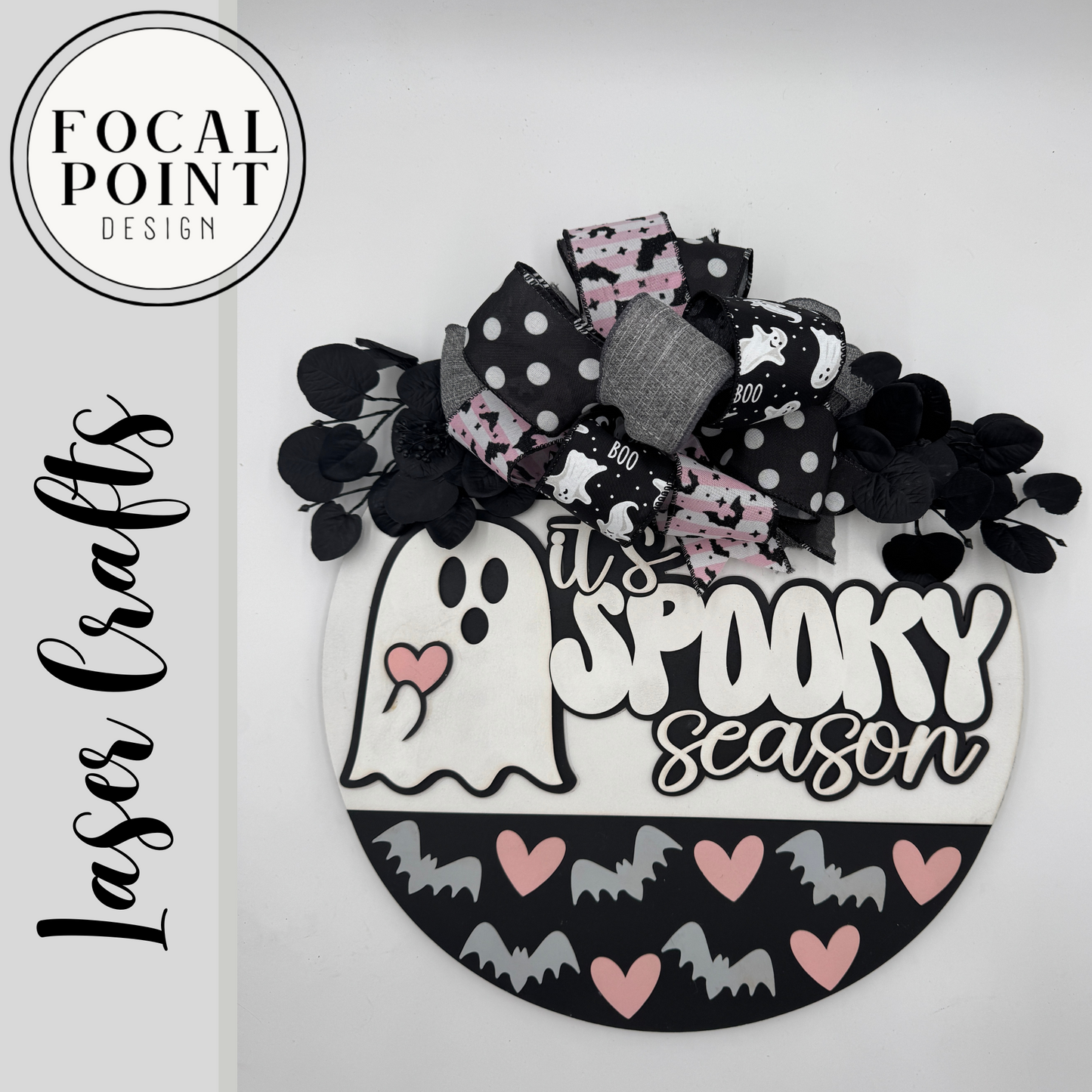 Spooky Season Friendly Ghost Door Hanger – Cute Halloween Décor for Front Door or Classroom