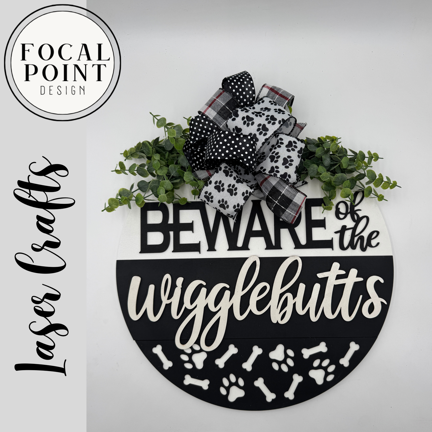 "Beware of the Wigglebutts" Dog Lover Door Hanger – Funny Pet Front Door Sign