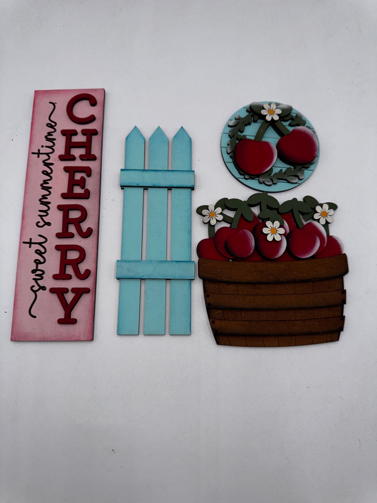 Sweet Summertime Cherry Interchangeable Barn Door Decor Insert