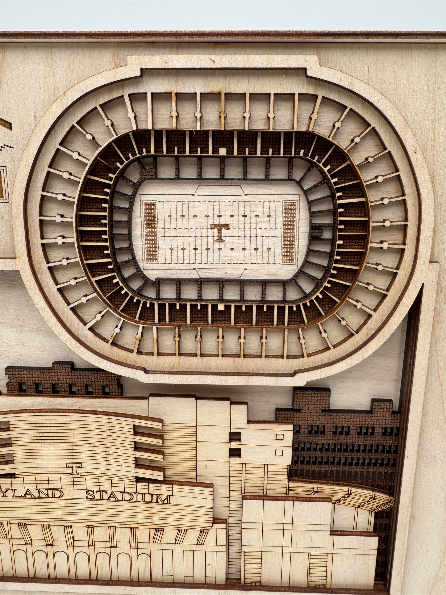 Layered 3D Laser cut and engraved Neyland Stadium