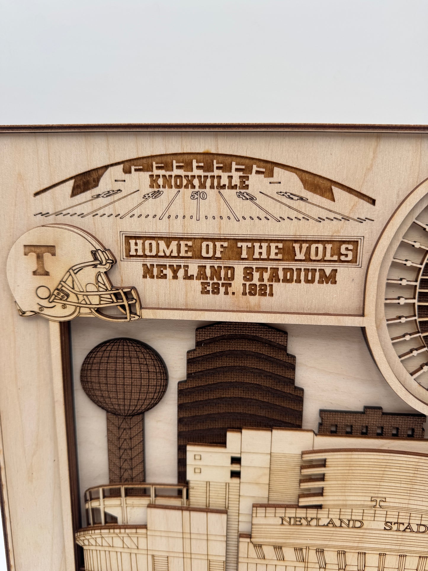 Layered 3D Laser cut and engraved Neyland Stadium