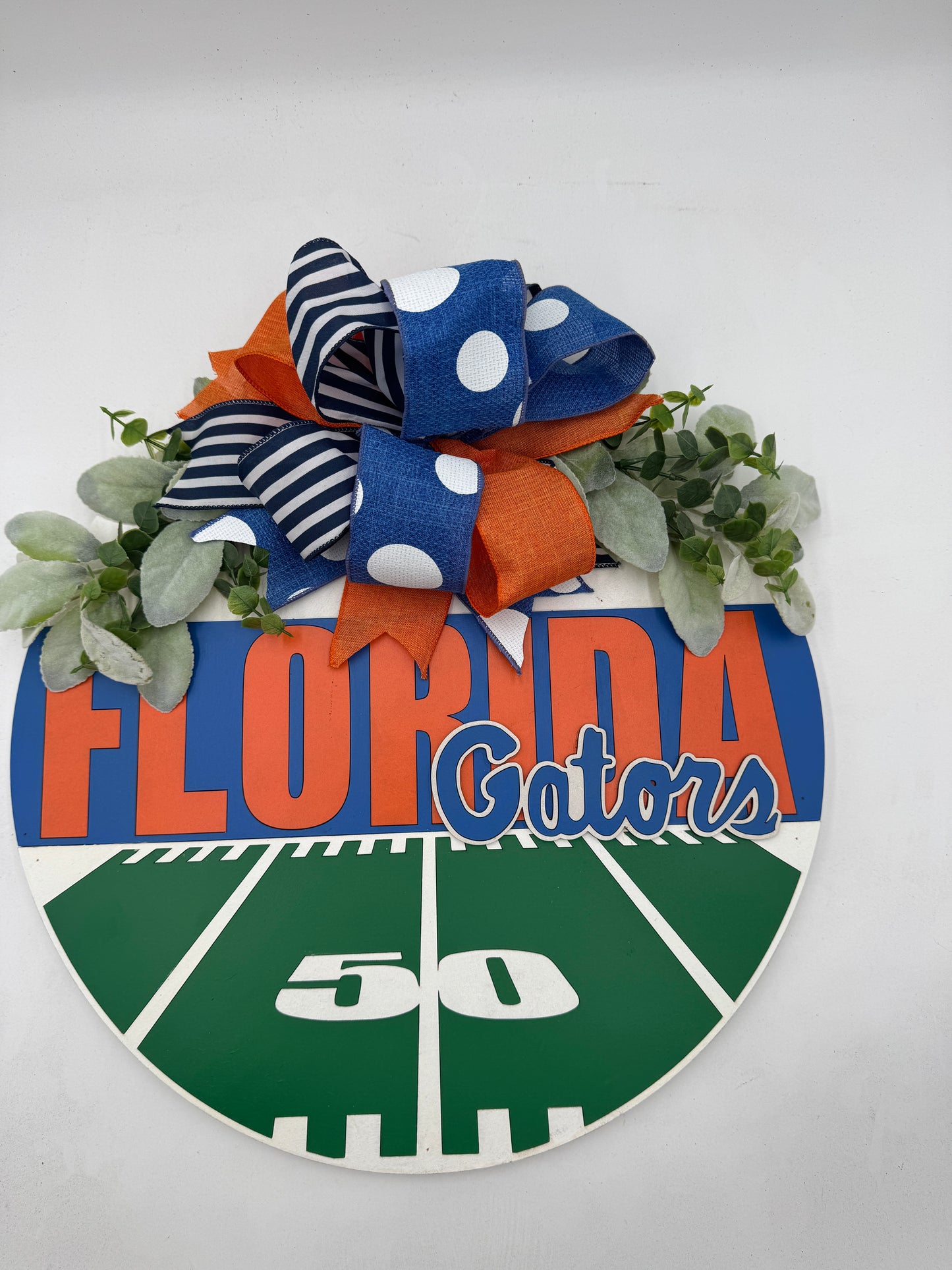 Florida Gators-Inspired 18-Inch Wooden Door Hanger | Handcrafted Orange & Blue Game Day Decor
