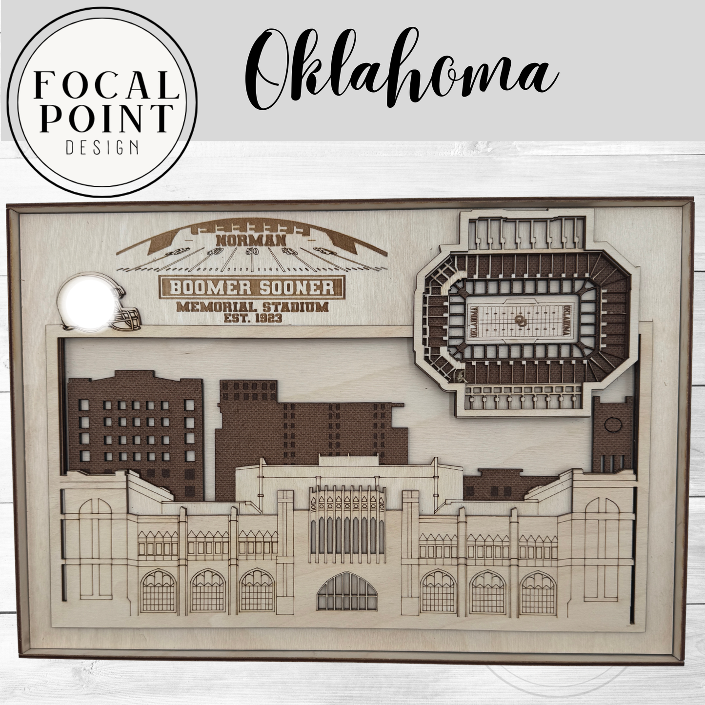 Oklahoma Sooners Layered Laser Engraved Stadium Wall Art