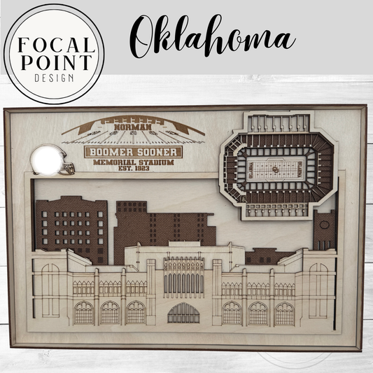 Oklahoma Sooners Layered Laser Engraved Stadium Wall Art