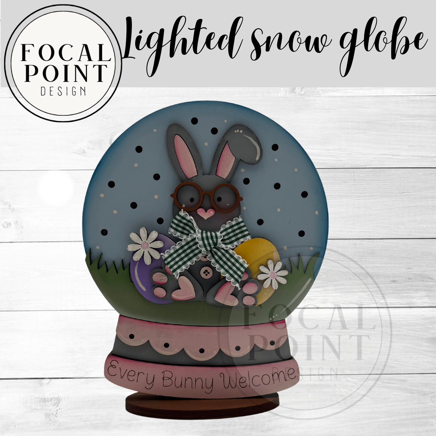 8” Easter Bunny Lighted Snow Globe Shelf Sitter – Spring Mantel & Tiered Tray Decor