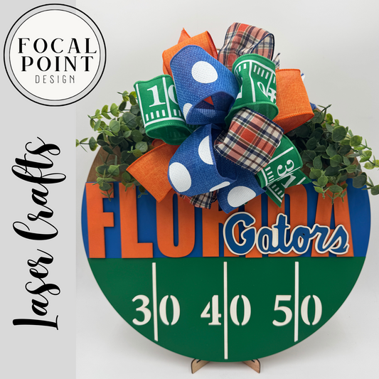 Florida Gators-Inspired Door Hanger – Blue & Orange Game Day Front Door Décor