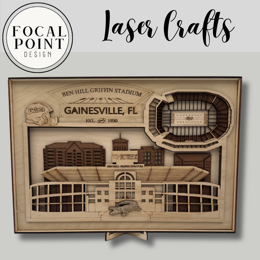 University of Florida 3D Laser Cut Ben Hill-Griffin Stadium – Wooden Wall Art