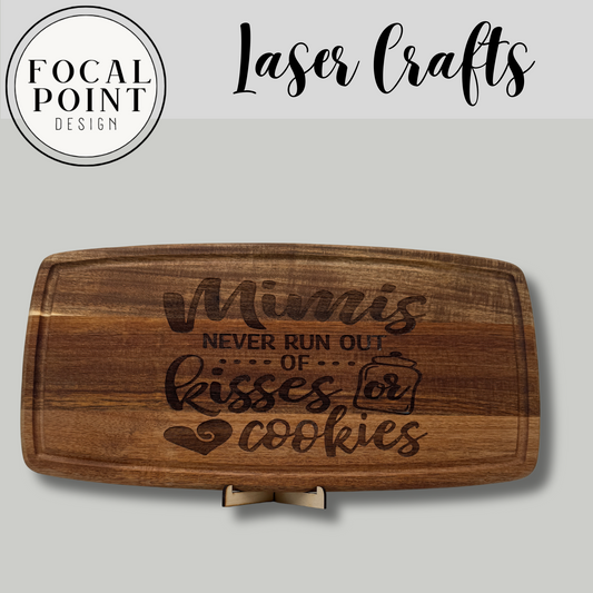 Mimi’s Kitchen Never Runs Out of Kisses or Cookies –Laser Engraved Cutting Board