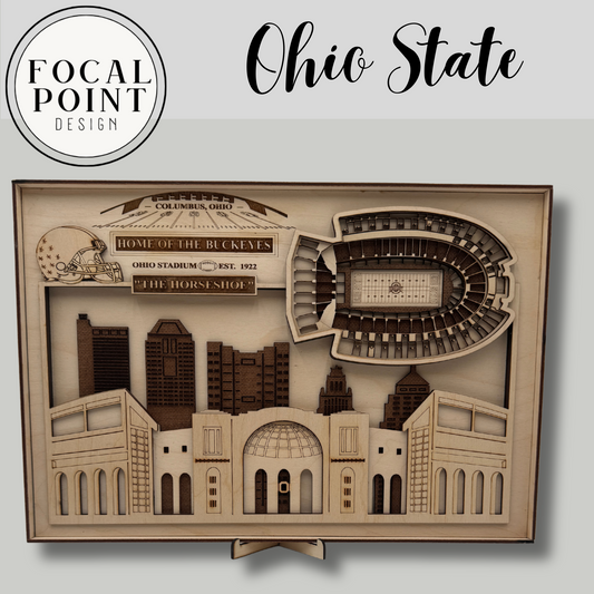 The Ohio State University 3D Layered Ohio Stadium – Wooden Wall Art