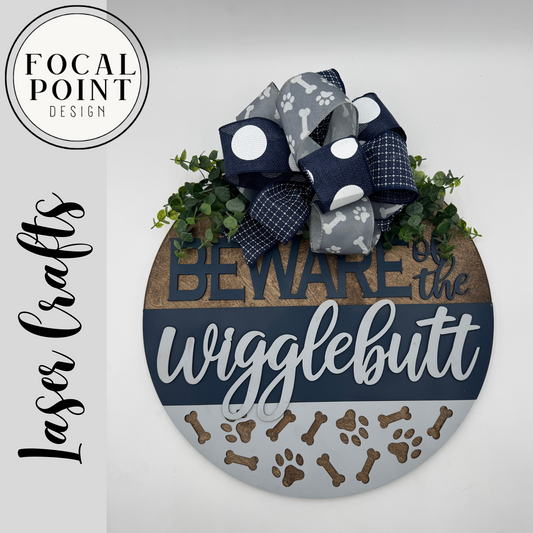 "Beware of the Wigglebutt" Dog Lover Door Hanger – Funny Pet Front Door Sign