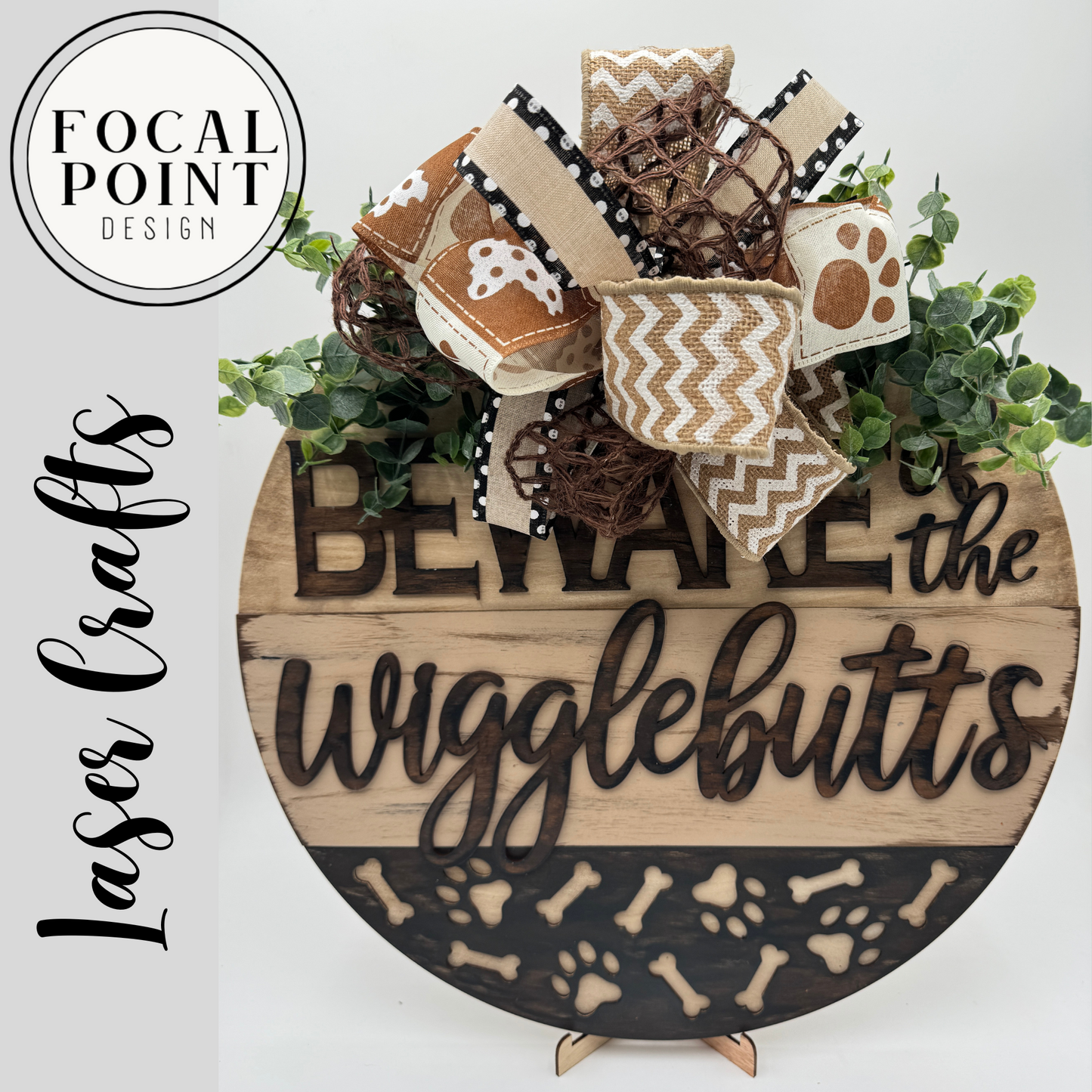 "Beware of the Wigglebutts" Dog Lover Door Hanger – Funny Pet Front Door Sign