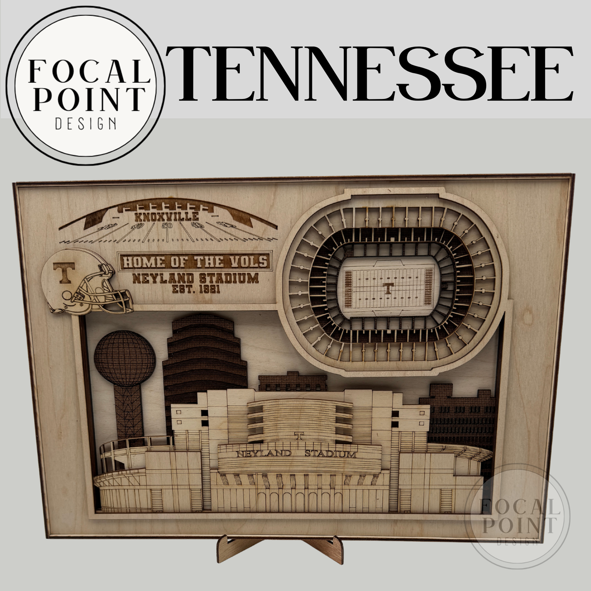 Layered 3D Laser cut and engraved Neyland Stadium