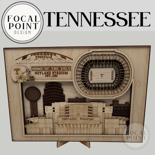 Layered 3D Laser cut and engraved Neyland Stadium