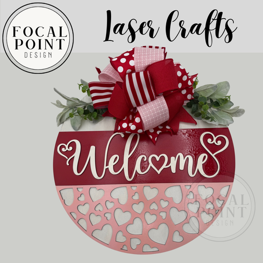 Welcome Valentine Door Hanger – 18 Inch Valentine Front Door Decor with Bow & Greenery