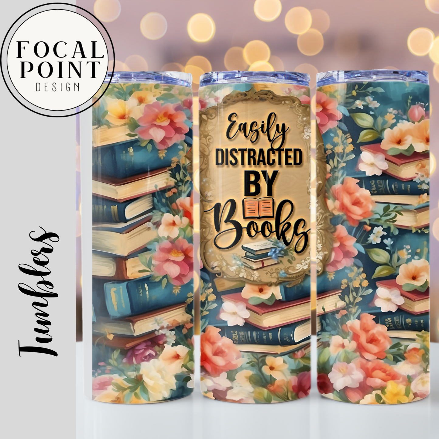 Easily Distracted by Books 20oz Sublimation Tumbler