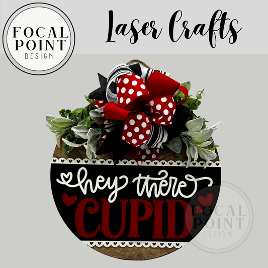 Hello Cupid Valentine Door Hanger – 18 Inch Black Valentine Front Door Decor