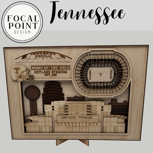 Layered 3D Laser cut and engraved Neyland Stadium