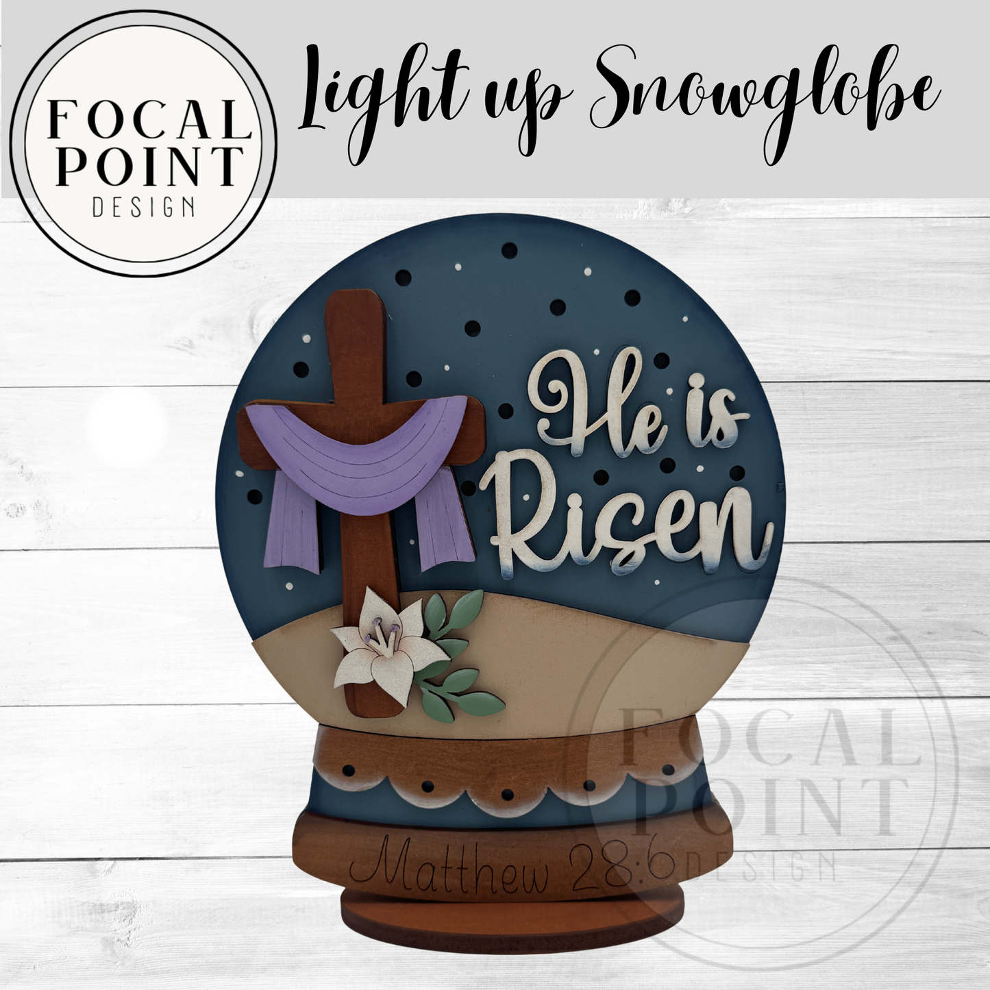 Light-Up “He Is Risen” Snow Globe – Easter Resurrection Decor – Illuminated Christian Gift – Spring Religious Home Decor – Faith Inspired Tabletop Display