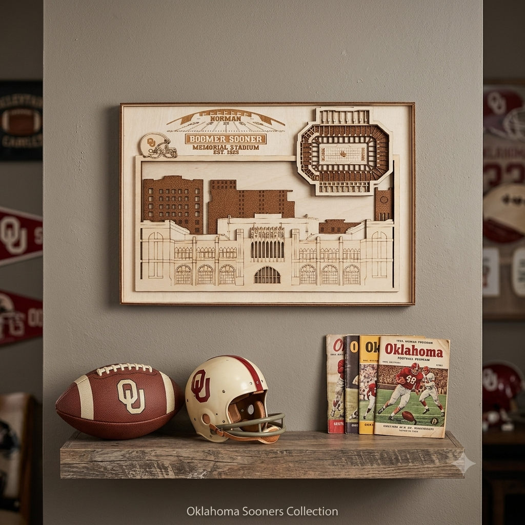 Oklahoma Sooners 3D Laser Engraved Stadium Wall Art | OU Gift