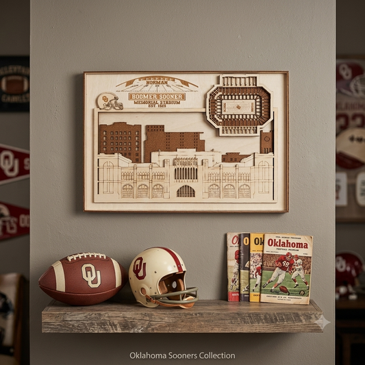 Oklahoma Sooners 3D Laser Engraved Stadium Wall Art | OU Gift