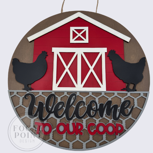 Welcome to Our Coop 18-Inch Round Wooden Door Hanger | Handcrafted Farmhouse Decor